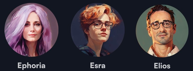 Captures d'écran des mentors IA sur ephoria